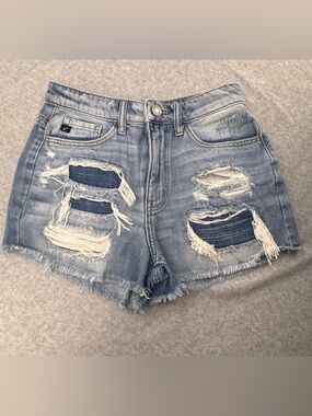 KanCan Distressed High-Rise Denim Shorts